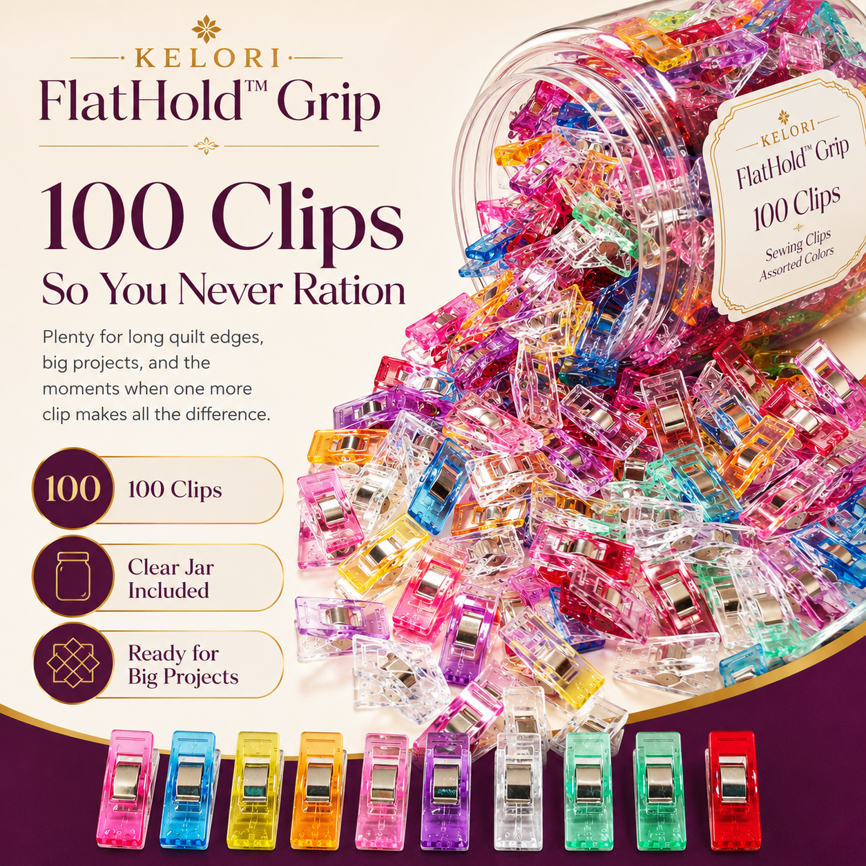 FlatHold™ Grip Quilting Clipper (50pcs)